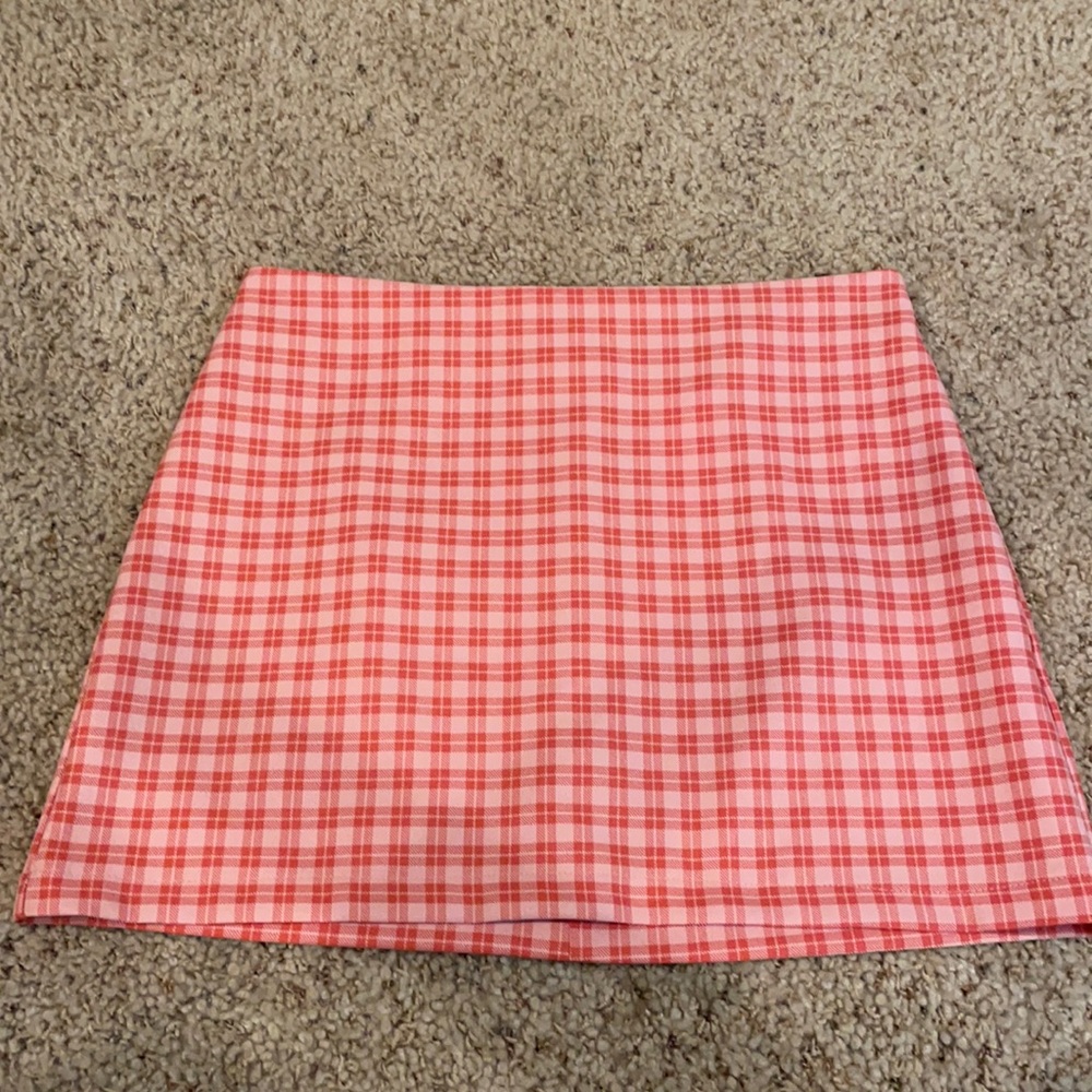 Urban Outfitters Pink Plaid Mini Skirt Size M